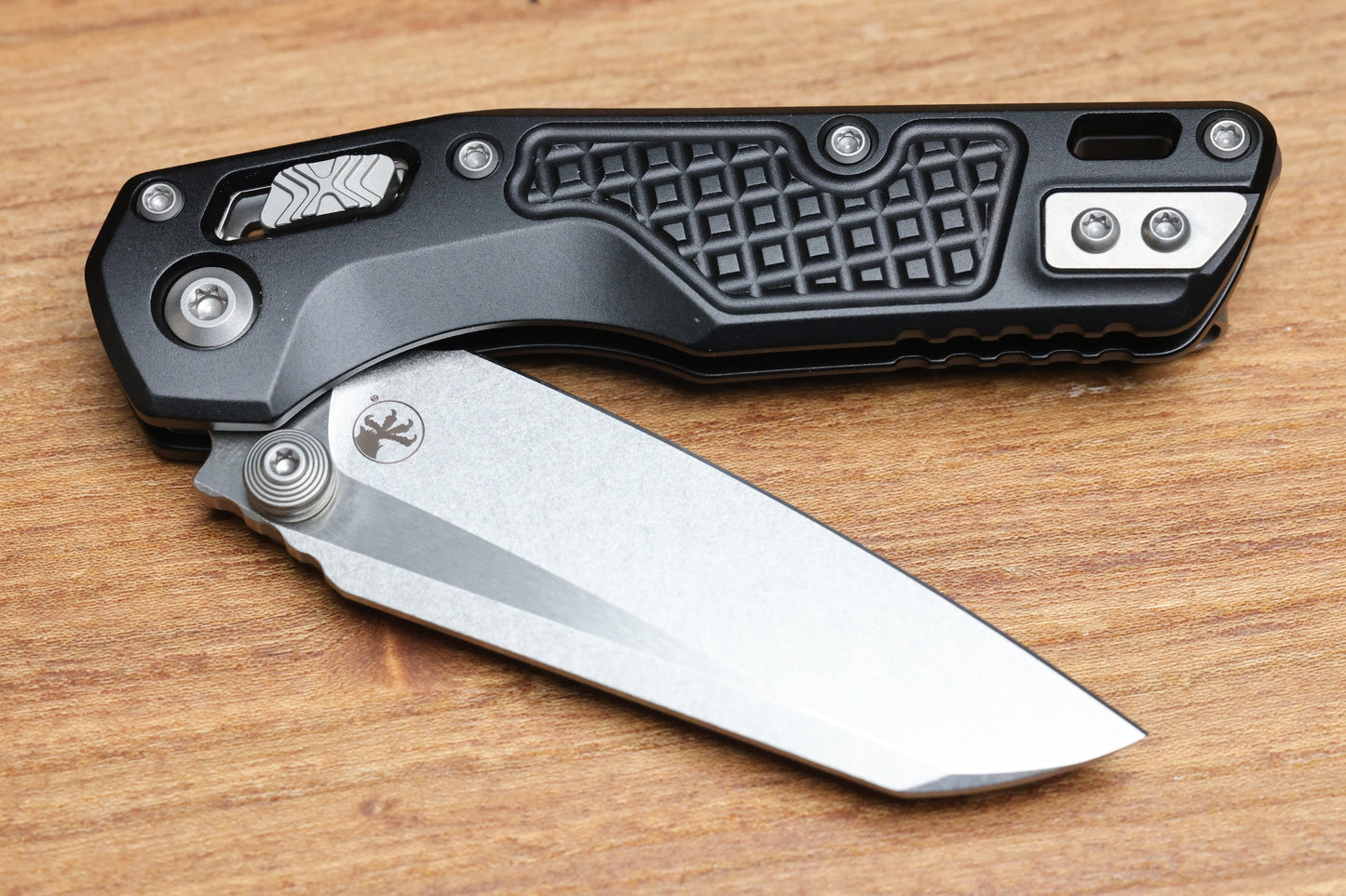 MICROTECH MSI RAM LOK MINI BLACK FRAG ALUMINUM HANDLES W/ STONEWASH M390MK 210M-10FR
