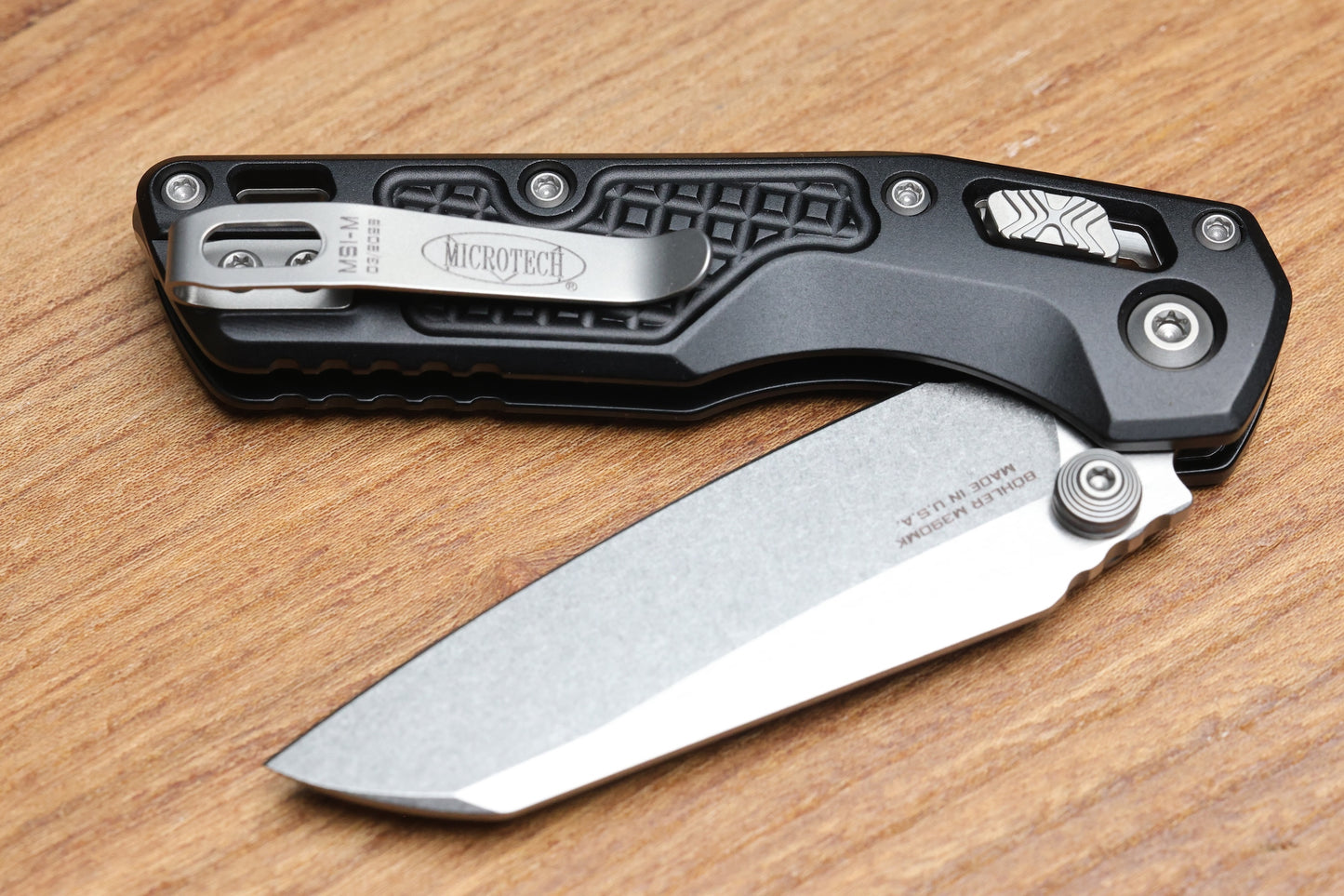 MICROTECH MSI RAM LOK MINI BLACK FRAG ALUMINUM HANDLES W/ STONEWASH M390MK 210M-10FR