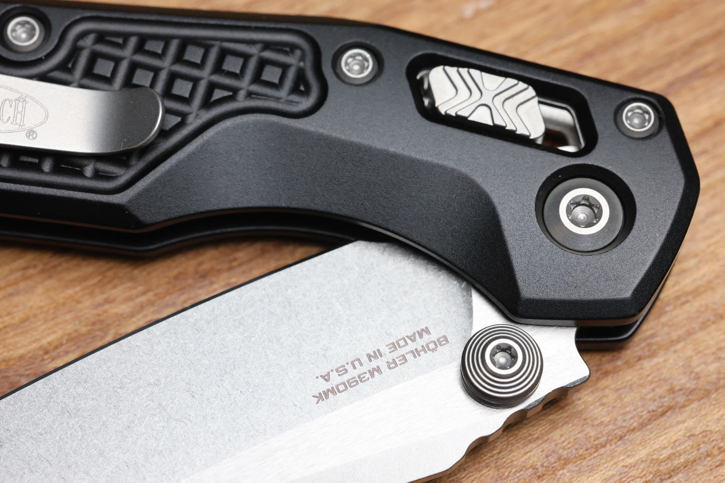 MICROTECH MSI RAM LOK MINI BLACK FRAG ALUMINUM HANDLES W/ STONEWASH M390MK 210M-10FR