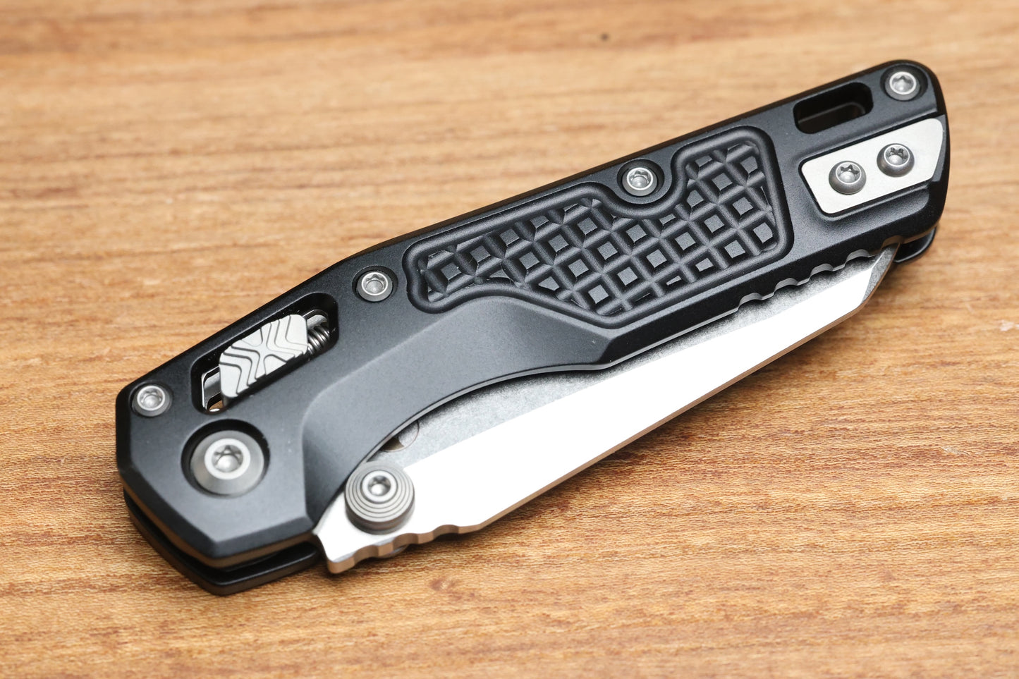 MICROTECH MSI RAM LOK MINI BLACK FRAG ALUMINUM HANDLES W/ STONEWASH M390MK 210M-10FR