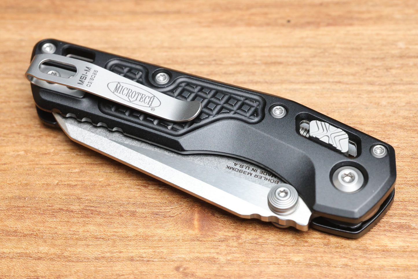 MICROTECH MSI RAM LOK MINI BLACK FRAG ALUMINUM HANDLES W/ STONEWASH M390MK 210M-10FR