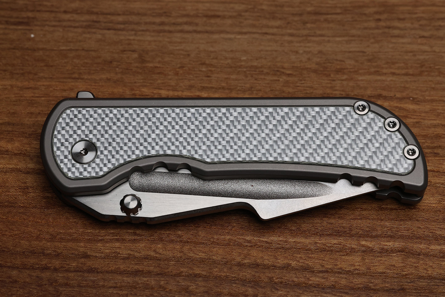 MECHFORCE KNIVES ALPHAHUNTER COLLAB APOCALYPSE w/SILVER TWILL CARBON FIBER INLAYS & M390 BLADE