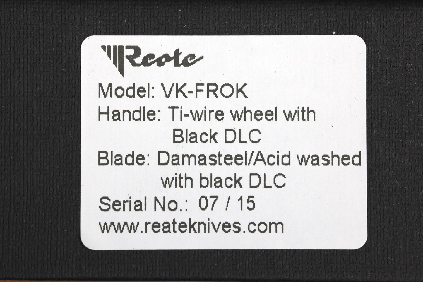 REATE KNIVES VK-FROK DLC TITANIUM HANDLE DLC DAMASTEEL BLADE