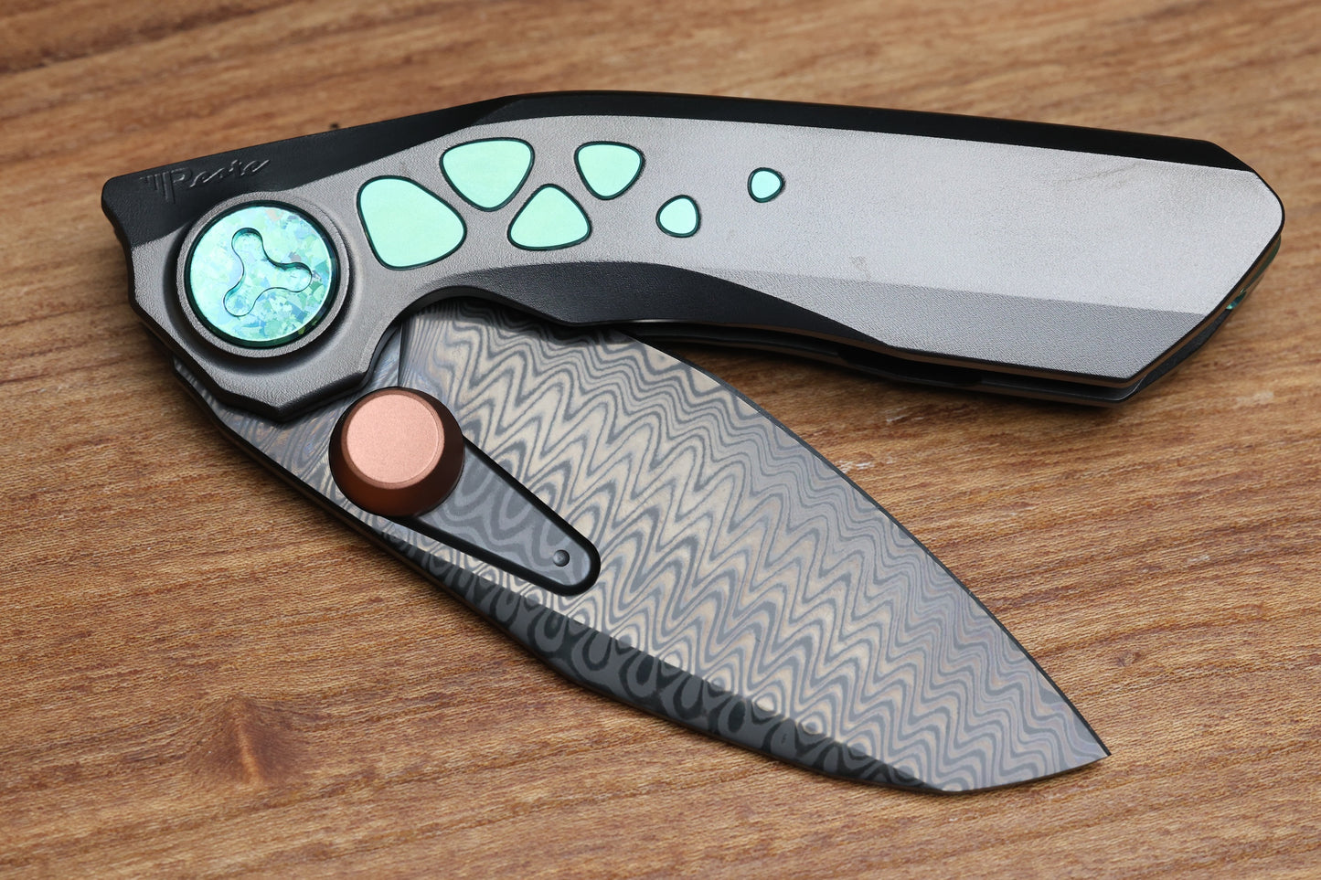 REATE KNIVES VK-FROK DLC TITANIUM HANDLE DLC DAMASTEEL BLADE