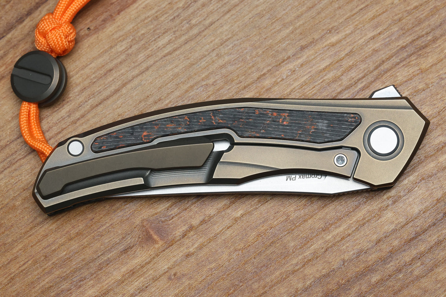 SHIROGOROV KNIVES QUANTIUM HALLOWEEN EDITION - CROMAX PM BLADE - TITANIUM/"HALLOWEEN" TECHNOCARBO W/ LUMINOFOR HANDLE - MRBS