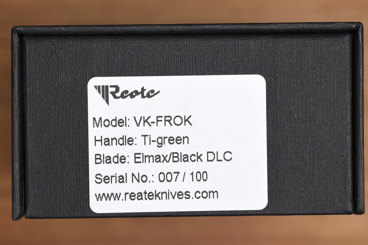 REATE KNIVES VK-FROK GREEN TITANIUM HANDLE DLC ELMAX BLADE