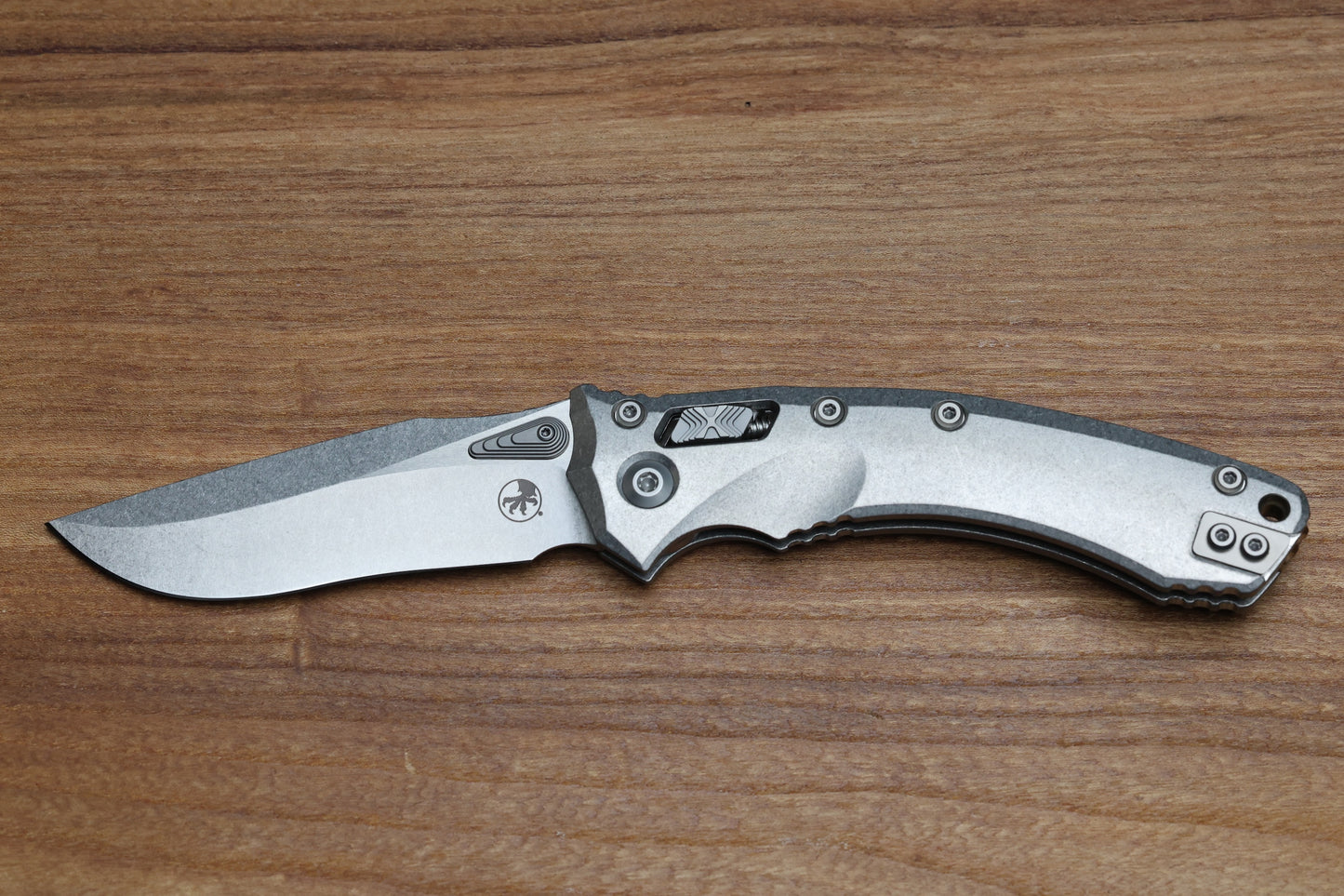 MICROTECH KNIVES "MARFIONE SELECT" AMPHIBIAN - RAM-LOK STONEWASH FINISH SLAB SIDE TITANIUM W/ BRONZE TITANIUM ACCENT 137RL-10MS1