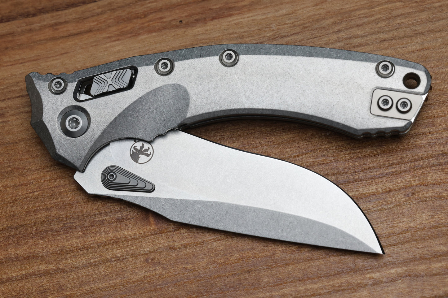 MICROTECH KNIVES "MARFIONE SELECT" AMPHIBIAN - RAM-LOK STONEWASH FINISH SLAB SIDE TITANIUM W/ BRONZE TITANIUM ACCENT 137RL-10MS1