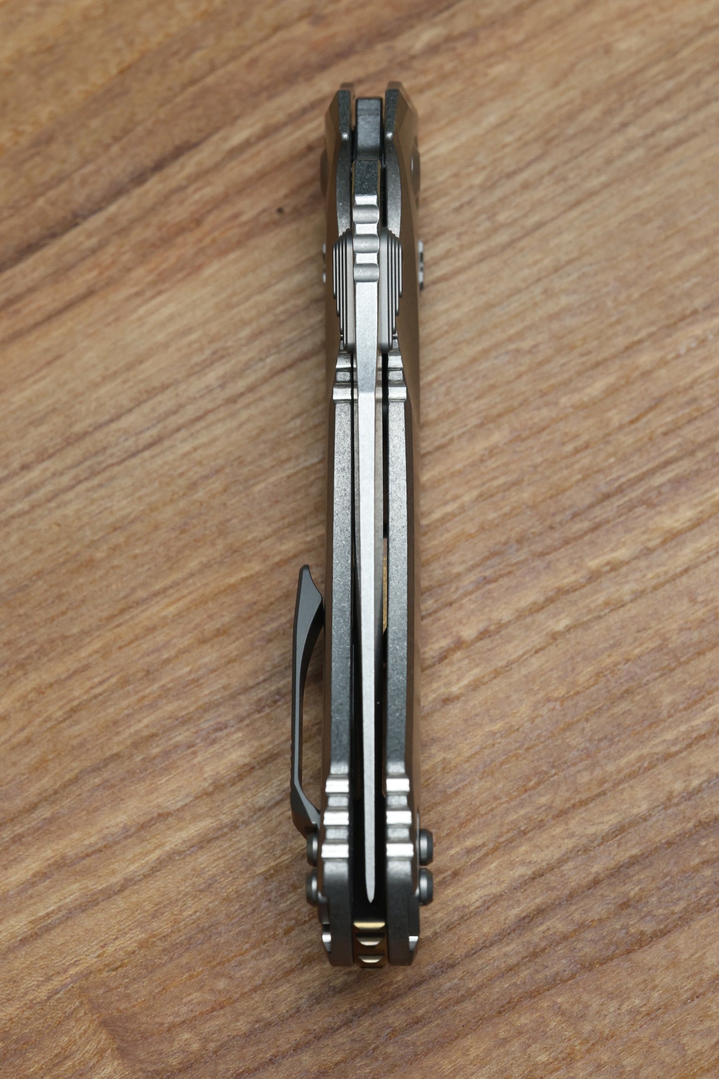 MICROTECH KNIVES "MARFIONE SELECT" AMPHIBIAN - RAM-LOK STONEWASH FINISH SLAB SIDE TITANIUM W/ BRONZE TITANIUM ACCENT 137RL-10MS1