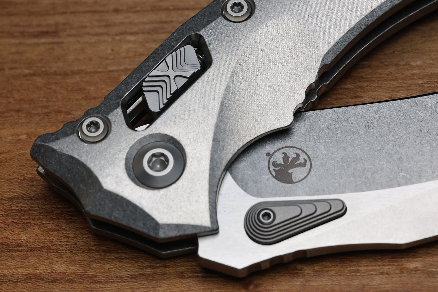 MICROTECH KNIVES "MARFIONE SELECT" AMPHIBIAN - RAM-LOK STONEWASH FINISH SLAB SIDE TITANIUM W/ BRONZE TITANIUM ACCENT 137RL-10MS1