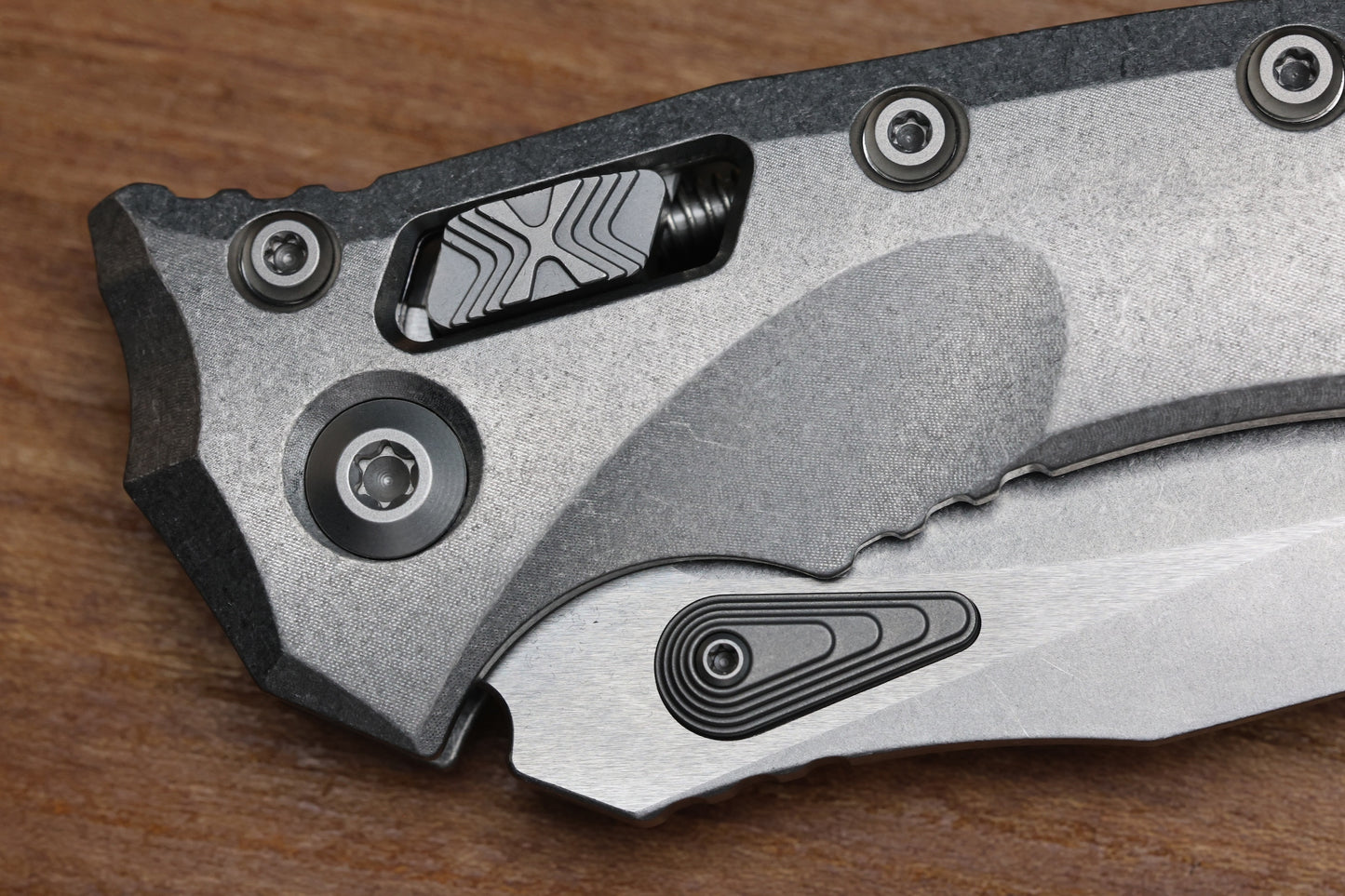 MICROTECH KNIVES "MARFIONE SELECT" AMPHIBIAN - RAM-LOK STONEWASH FINISH SLAB SIDE TITANIUM W/ BRONZE TITANIUM ACCENT 137RL-10MS1