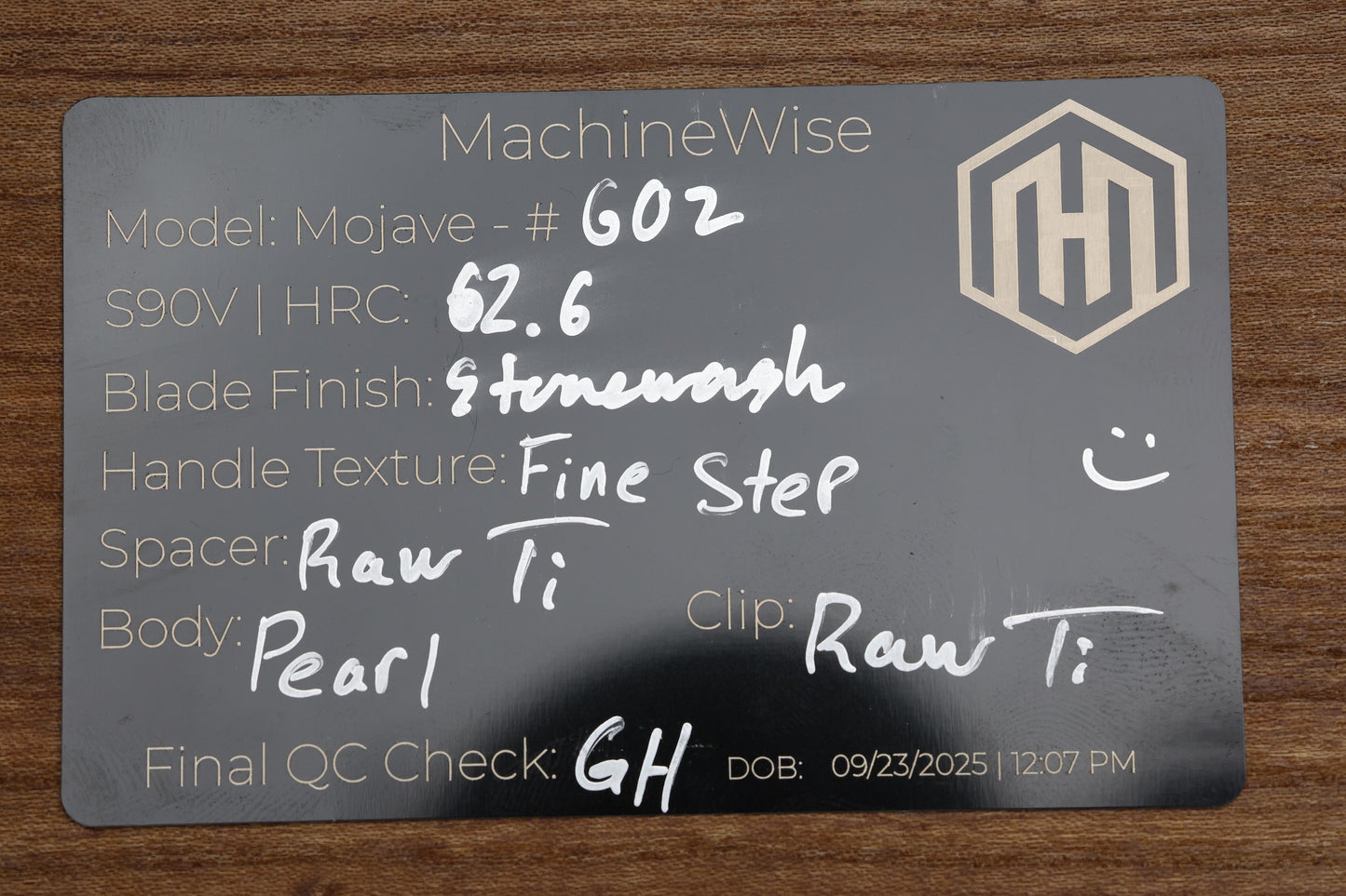 MACHINEWISE MOJAVE #602 - PEARL FINISH TITANIUM HANDLE S90V BLADE