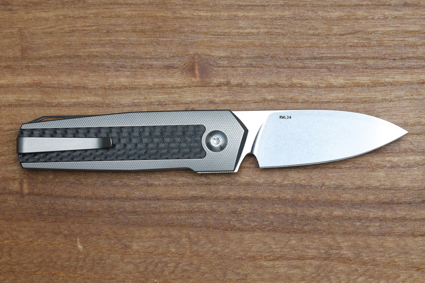 ANSO OF DENMARK ARN - GREY/SATIN - TITANIUM HANDLE - CARBON FIBER INLAYS - RWL34 BLADE - #65