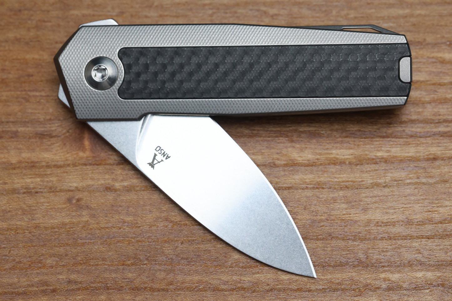 ANSO OF DENMARK ARN - GREY/SATIN - TITANIUM HANDLE - CARBON FIBER INLAYS - RWL34 BLADE - #65