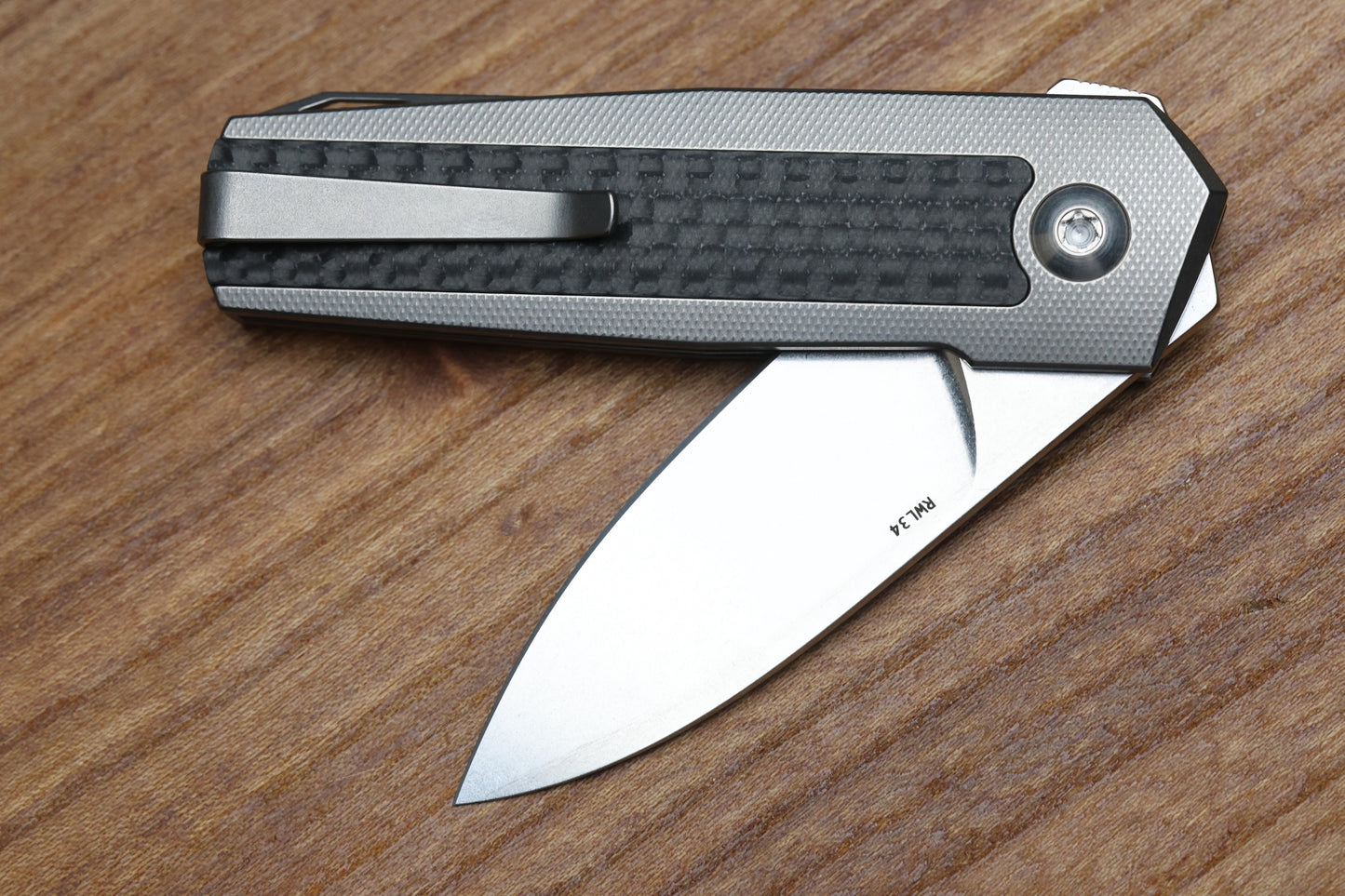 ANSO OF DENMARK ARN - GREY/SATIN - TITANIUM HANDLE - CARBON FIBER INLAYS - RWL34 BLADE - #65