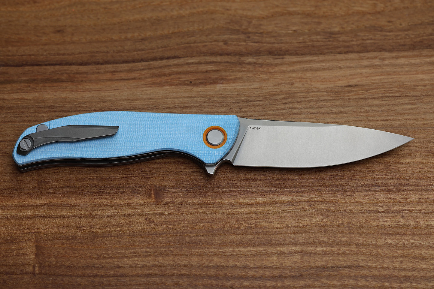 SHIROGOROV F3 - ELMAX BLADE - BLUE MICARTA W/ ORANGE G10 ACCENTS - MRBS