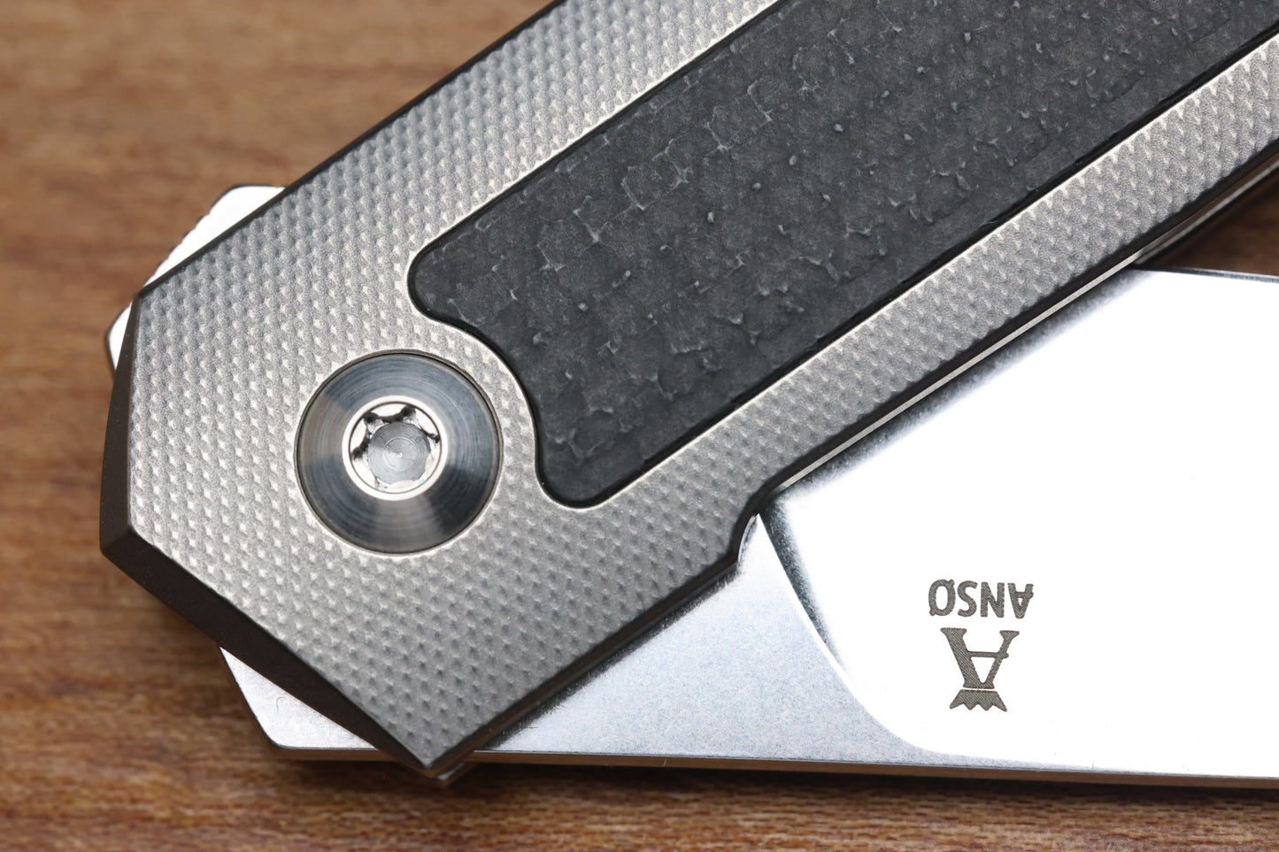 ANSO OF DENMARK ARN - GREY/SATIN - TITANIUM HANDLE - CARBON FIBER INLAYS - RWL34 BLADE - #65