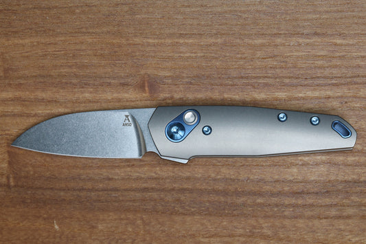 ANSO OF DENMARK AROS - GREY/BLUE TITANIUM HANDLE - RWL34 BLADE