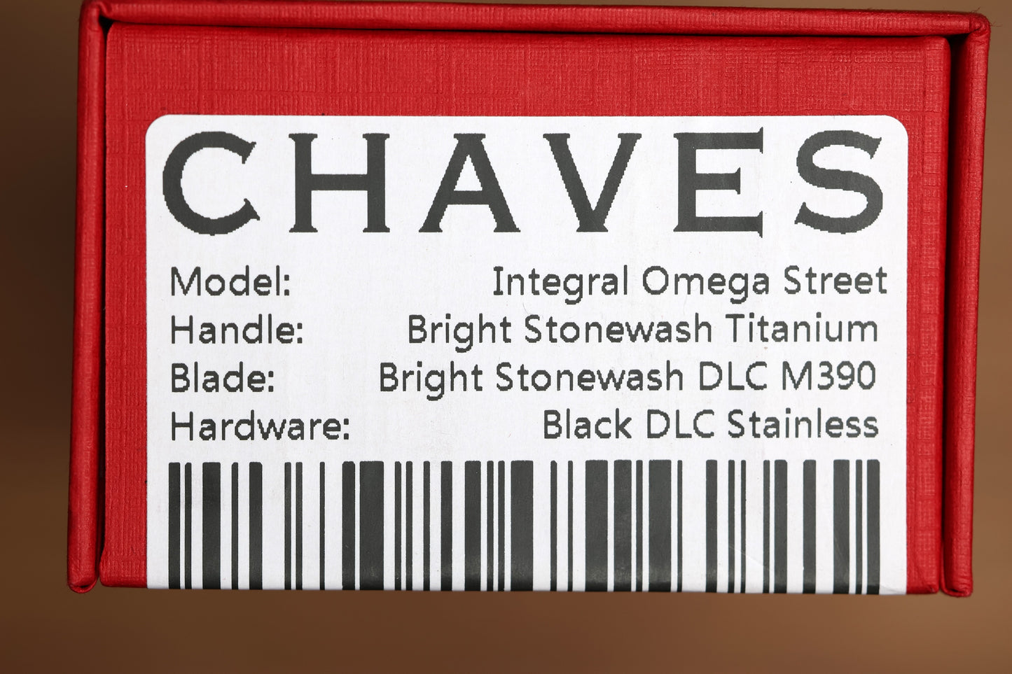 CHAVES KNIVES JAKE MCCOY OMEGA STREET BRIGHT STONEWASH TITANIUM INTEGRAL HANDLE & BRIGHT STONEWASH DLC M390