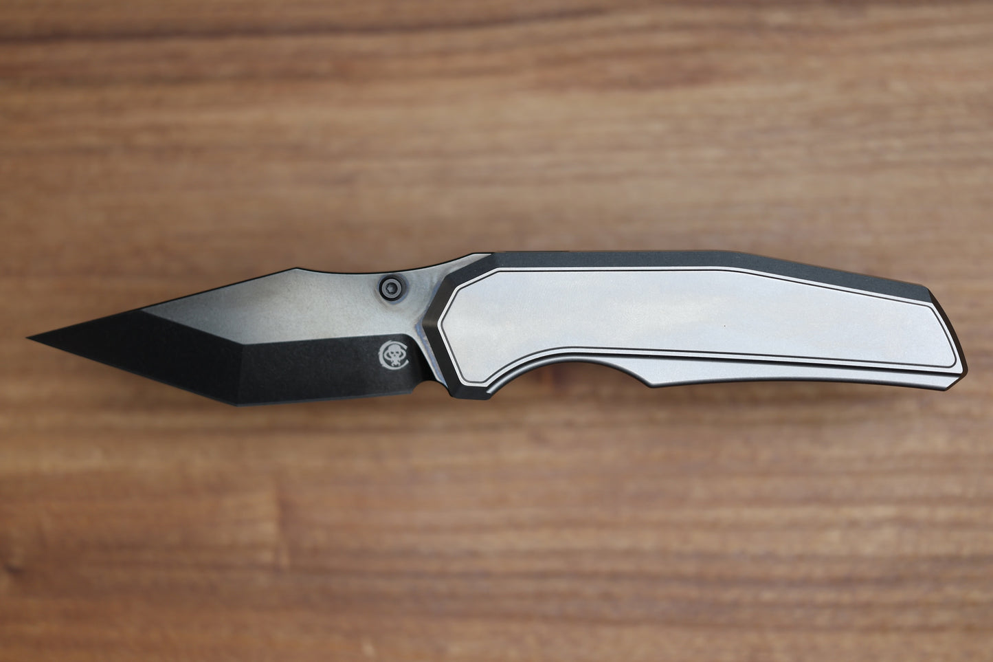 CHAVES KNIVES JAKE MCCOY OMEGA STREET BRIGHT STONEWASH TITANIUM INTEGRAL HANDLE & BRIGHT STONEWASH DLC M390