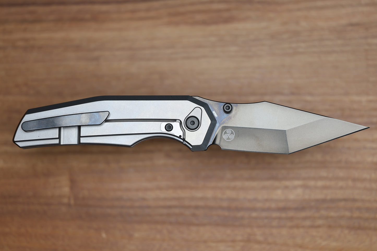 CHAVES KNIVES JAKE MCCOY OMEGA STREET BRIGHT STONEWASH TITANIUM INTEGRAL HANDLE & BRIGHT STONEWASH DLC M390