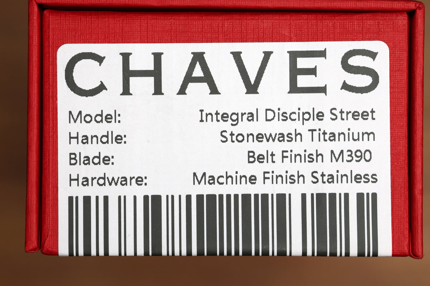 CHAVES KNIVES JAKE MCCOY DISCIPLE STREET STONEWASH TITANIUM INTEGRAL HANDLE & BELT FINISH M390
