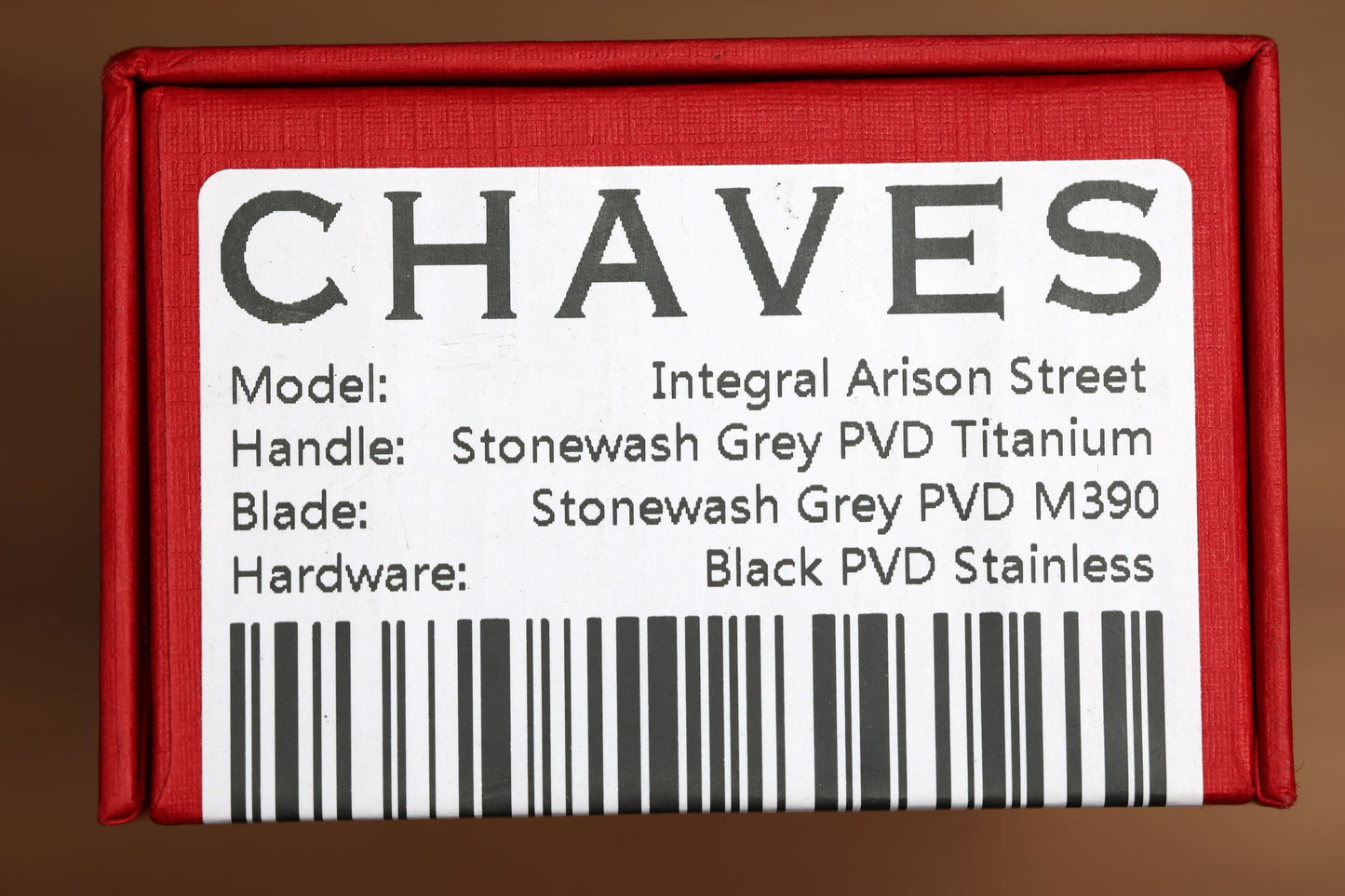 CHAVES KNIVES SAM TRAN ARISON STREET INTEGRAL STONEWASH GREY PVD TITANIUM STONEWASH GREY PVD M390 BLADE