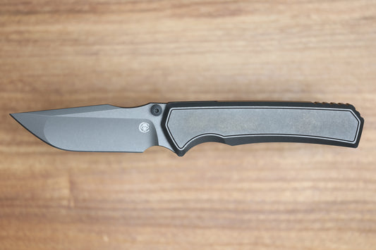 CHAVES KNIVES SAM TRAN ARISON STREET INTEGRAL STONEWASH GREY PVD TITANIUM STONEWASH GREY PVD M390 BLADE