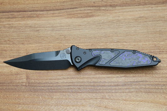 MICROTECH SOCOM ELITE DLC SPIKE GRIND W/ PURPLE HAZE CROSS CUT FAT CARBON INLAYS SIGNATURE SERIES 160-1DLCTCFPUISS
