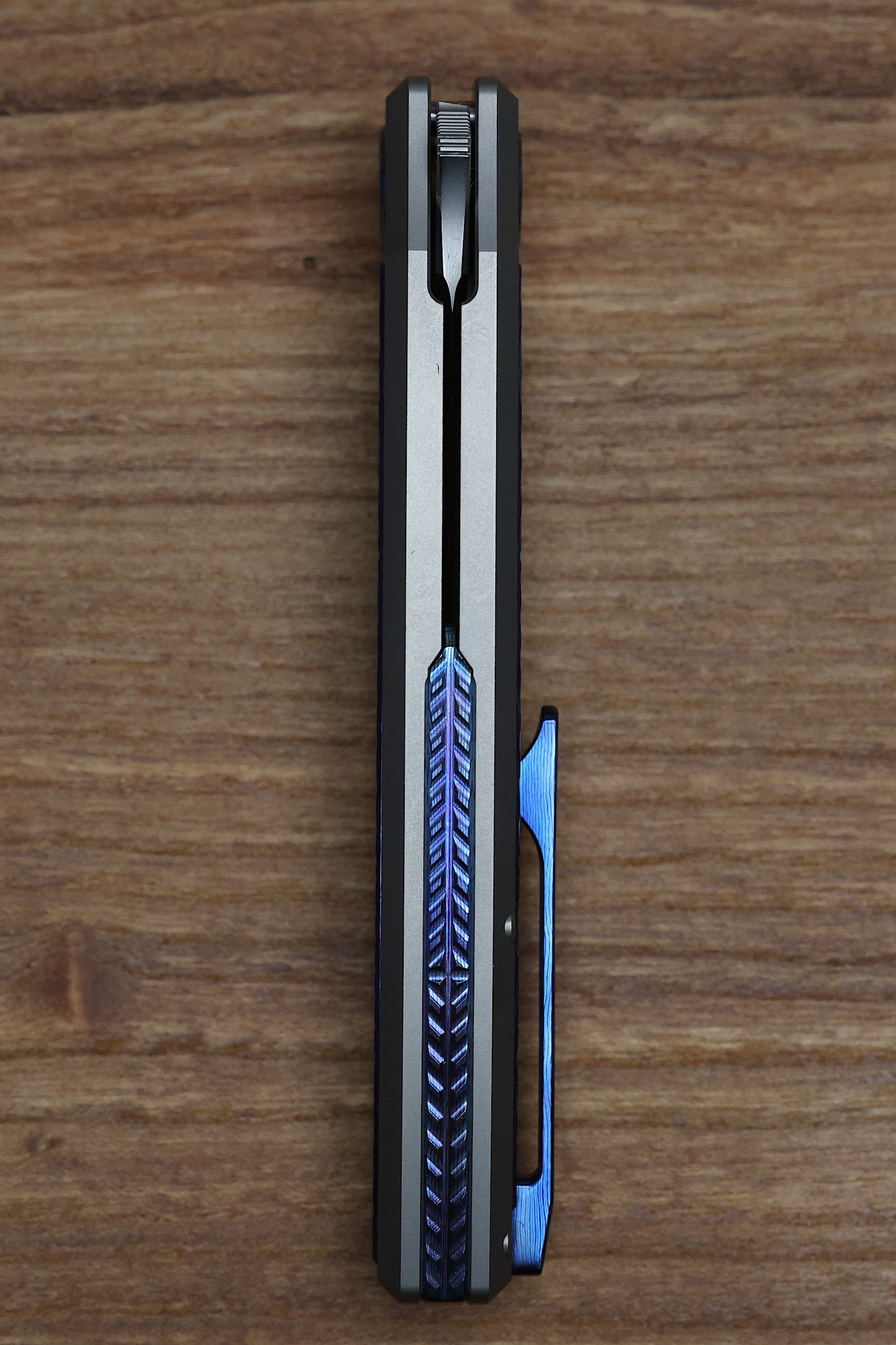 WINGMANEDC GORIZONT - MACH 3 - FROSTED SATIN M390 BLADE - TITANIUM/LAYERED TITANIUM HANDLE