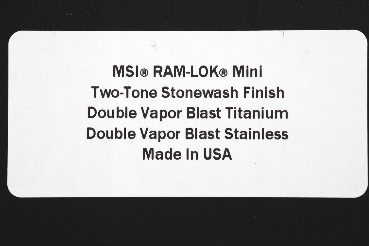 MARFIONE CUSTOM MSI MINI RAM LOK DOUBLE VAPOR BLAST TITANIUM HANDLES W/ DOUBLE VAPOR ACCENTS & TWO TONE STONEWASH M390MK
