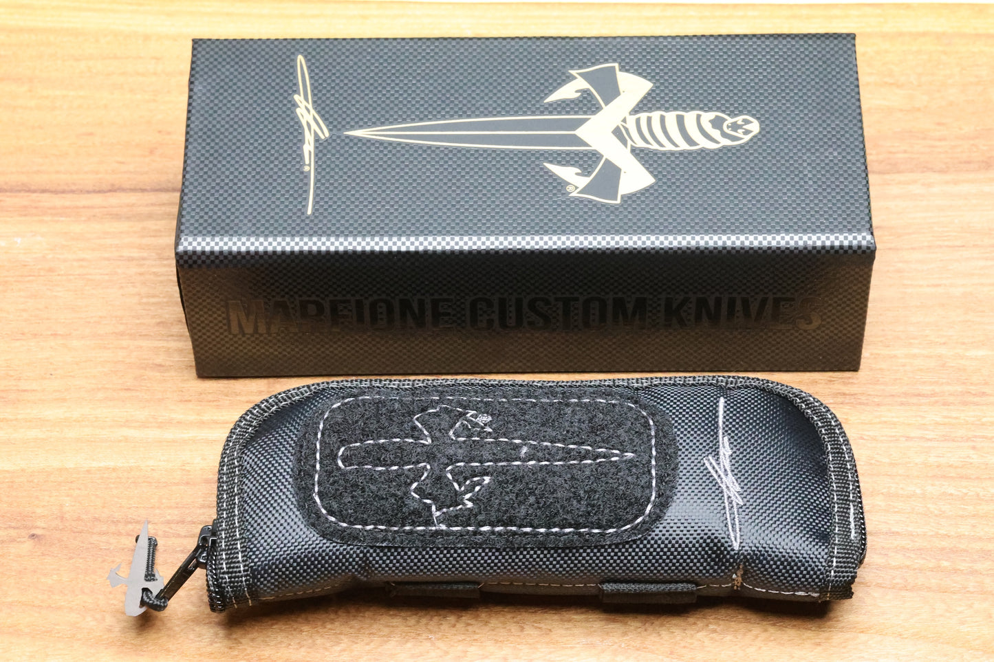 MARFIONE CUSTOM MSI MINI RAM LOK DOUBLE VAPOR BLAST TITANIUM HANDLES W/ DOUBLE VAPOR ACCENTS & TWO TONE STONEWASH M390MK