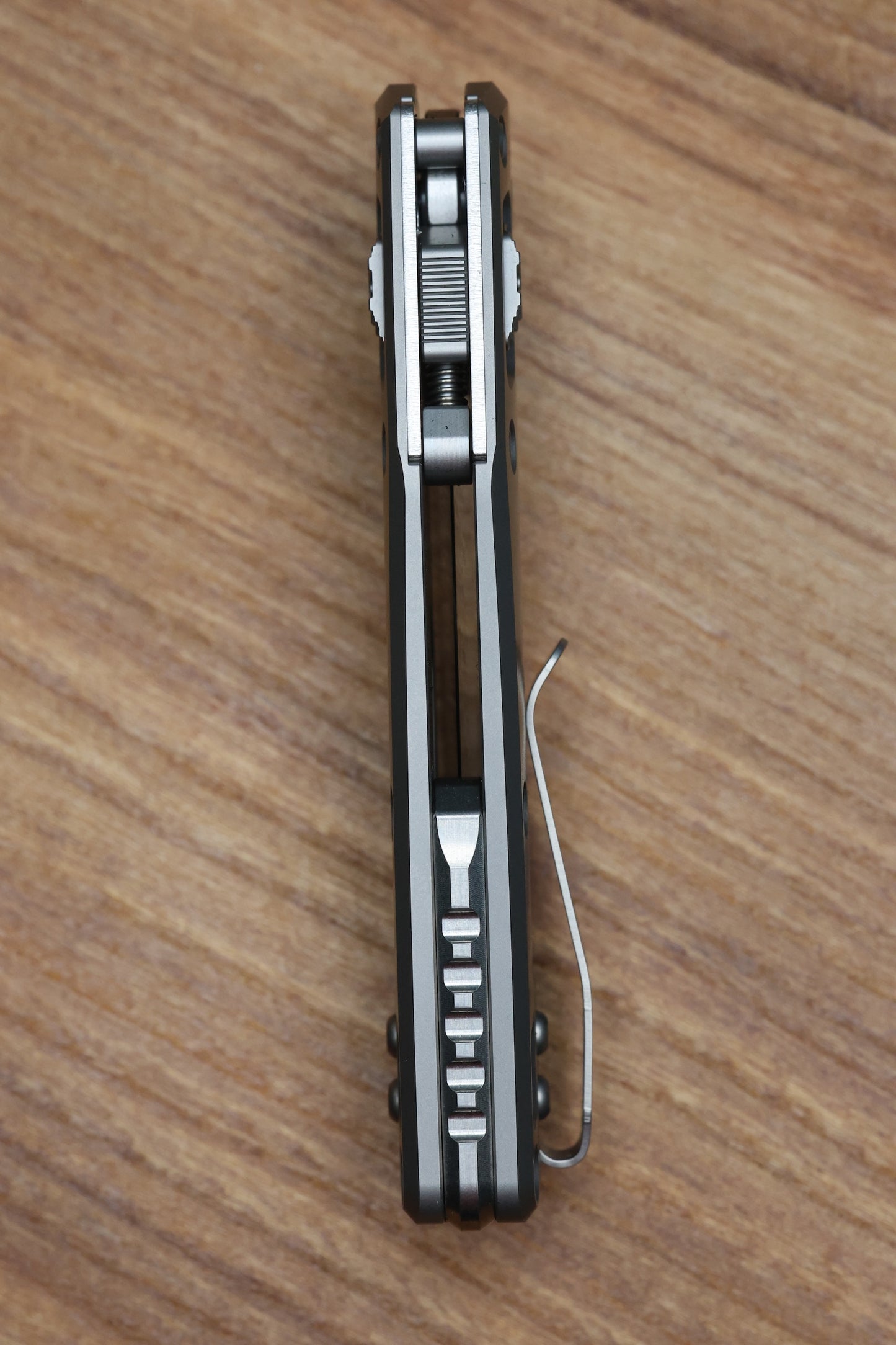 MARFIONE CUSTOM MSI MINI RAM LOK DOUBLE VAPOR BLAST TITANIUM HANDLES W/ DOUBLE VAPOR ACCENTS & TWO TONE STONEWASH M390MK