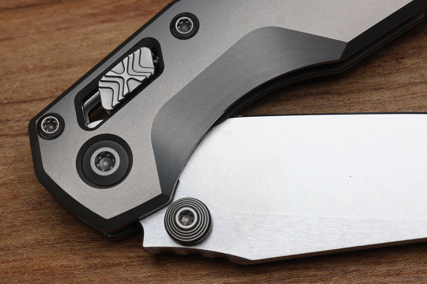 MARFIONE CUSTOM MSI MINI RAM LOK DOUBLE VAPOR BLAST TITANIUM HANDLES W/ DOUBLE VAPOR ACCENTS & TWO TONE STONEWASH M390MK