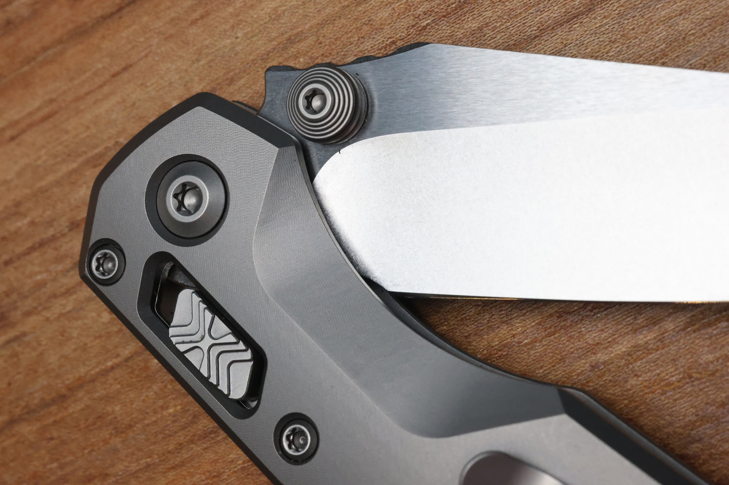 MARFIONE CUSTOM MSI MINI RAM LOK DOUBLE VAPOR BLAST TITANIUM HANDLES W/ DOUBLE VAPOR ACCENTS & TWO TONE STONEWASH M390MK