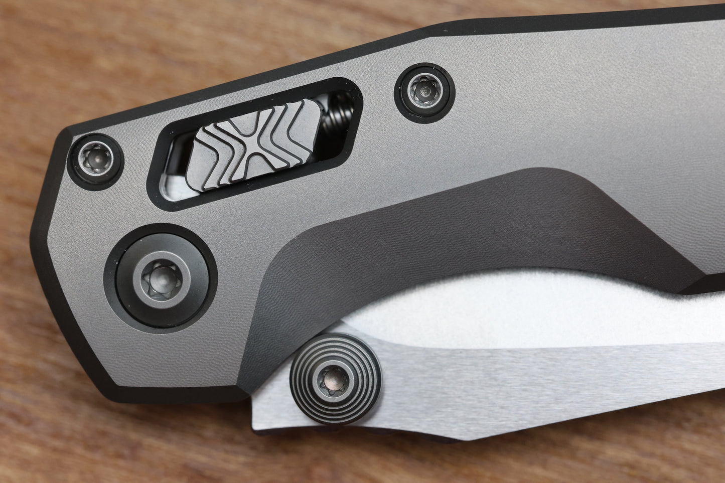 MARFIONE CUSTOM MSI MINI RAM LOK DOUBLE VAPOR BLAST TITANIUM HANDLES W/ DOUBLE VAPOR ACCENTS & TWO TONE STONEWASH M390MK