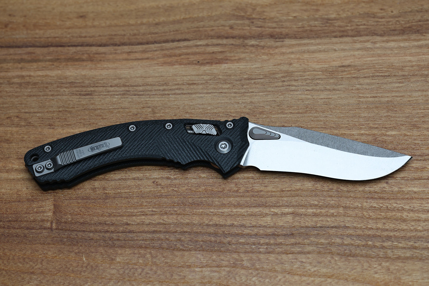 MICROTECH AMPHIBIAN RAM LOK BLACK FLUTED G-10 & STONEWASH M390MK 137RL-10 FLGTBK