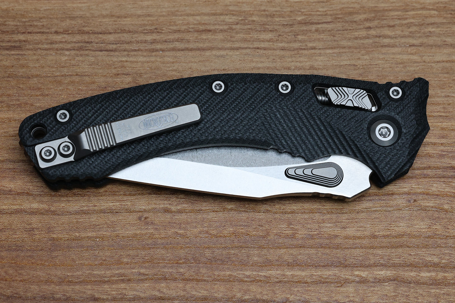 MICROTECH AMPHIBIAN RAM LOK BLACK FLUTED G-10 & STONEWASH M390MK 137RL-10 FLGTBK