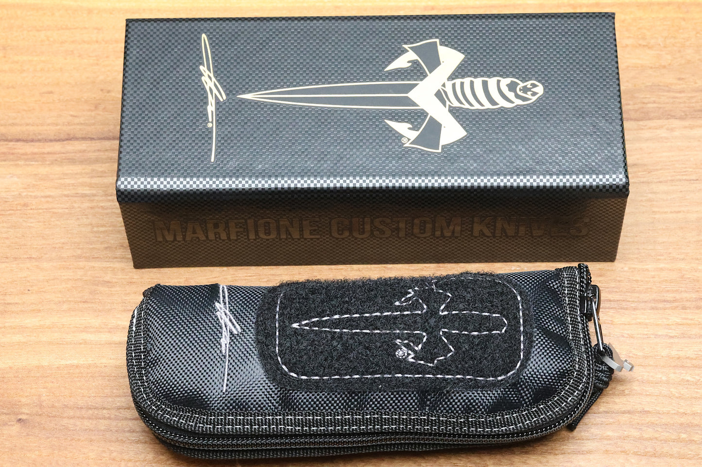 MARFIONE CUSTOM MSI RAM LOK MINI DOUBLE VAPOR BLAST TITANIUM HANDLES W/ DOUBLE VAPOR ACCENTS & STONEWASH M390MK