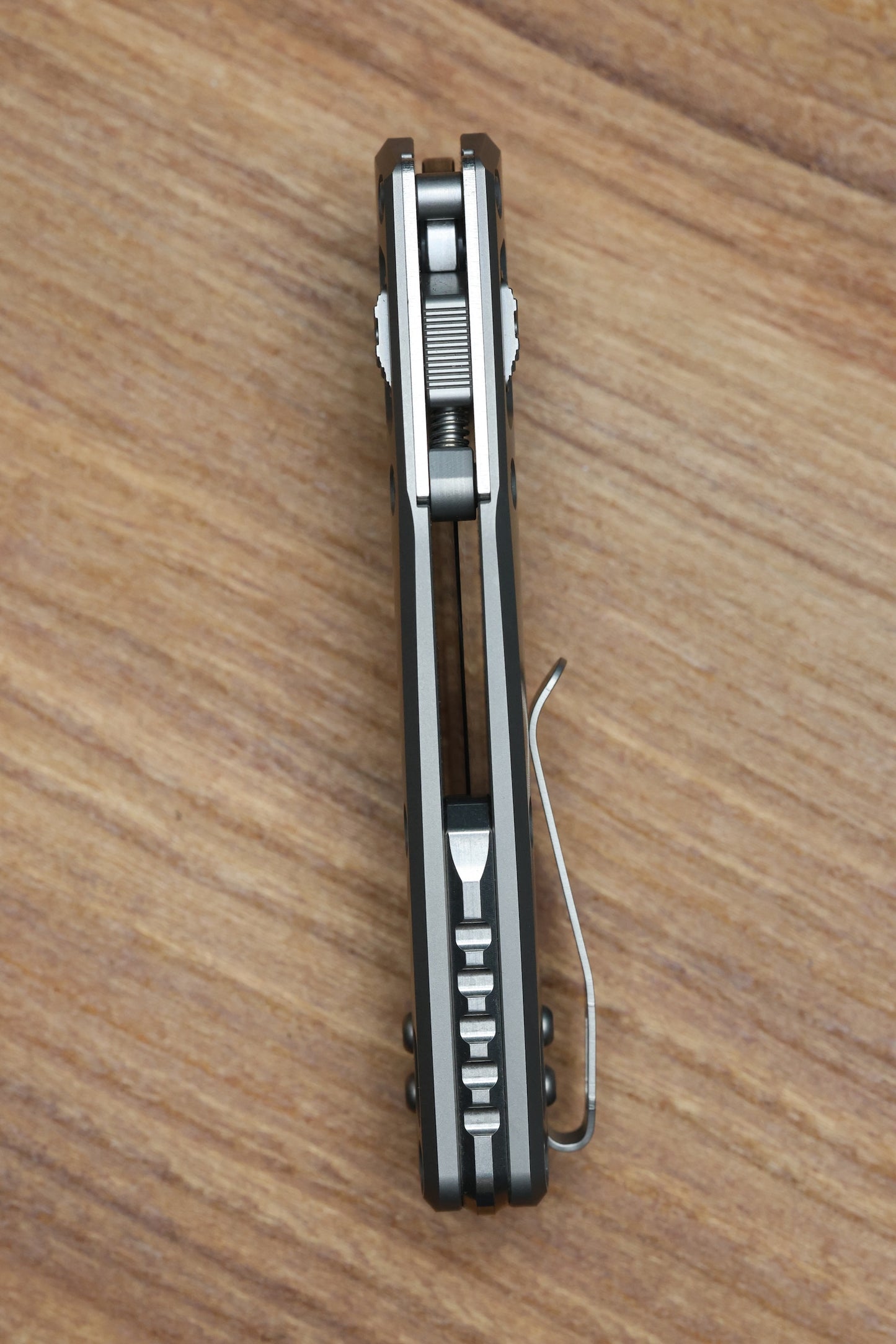 MARFIONE CUSTOM MSI RAM LOK MINI DOUBLE VAPOR BLAST TITANIUM HANDLES W/ DOUBLE VAPOR ACCENTS & STONEWASH M390MK