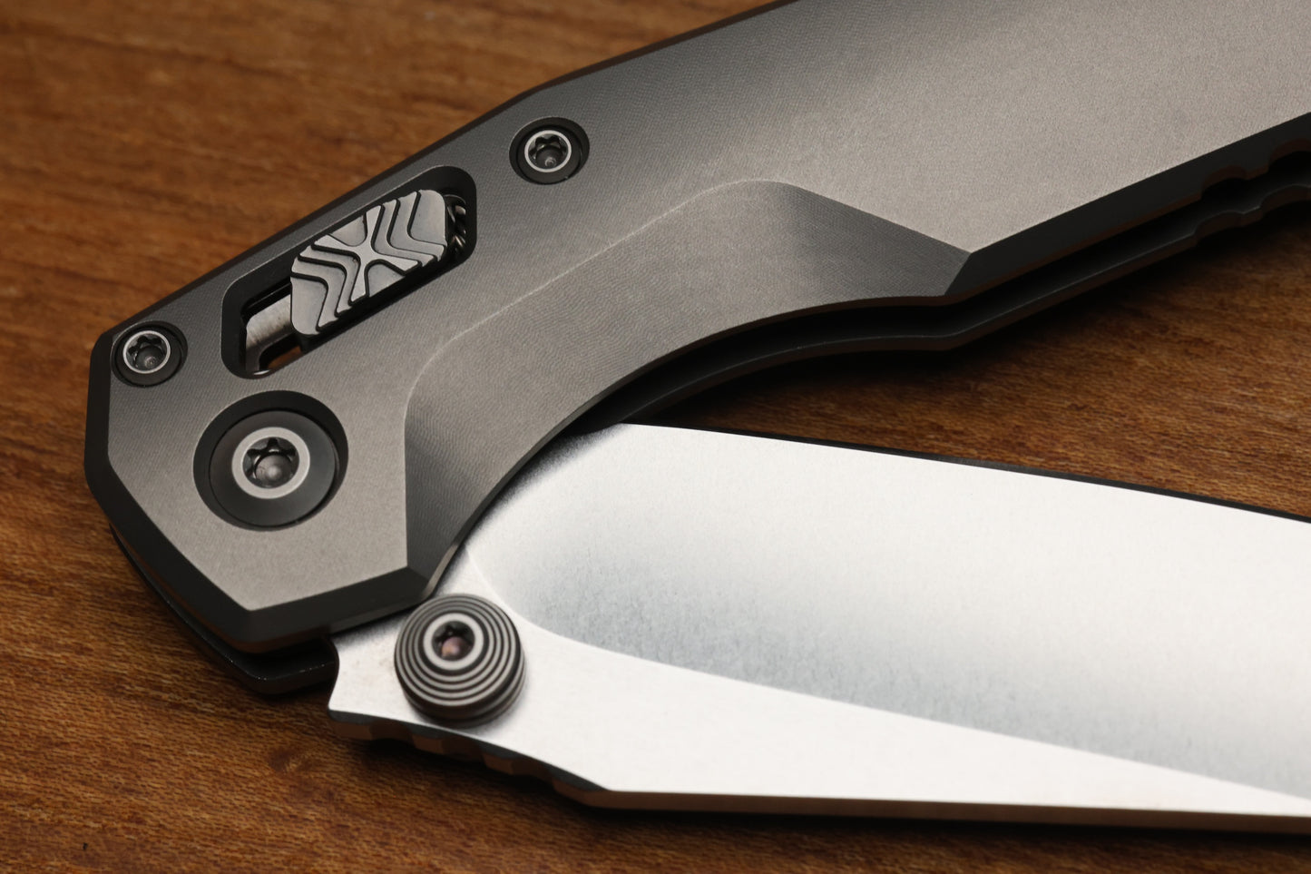 MARFIONE CUSTOM MSI RAM LOK MINI DOUBLE VAPOR BLAST TITANIUM HANDLES W/ DOUBLE VAPOR ACCENTS & STONEWASH M390MK