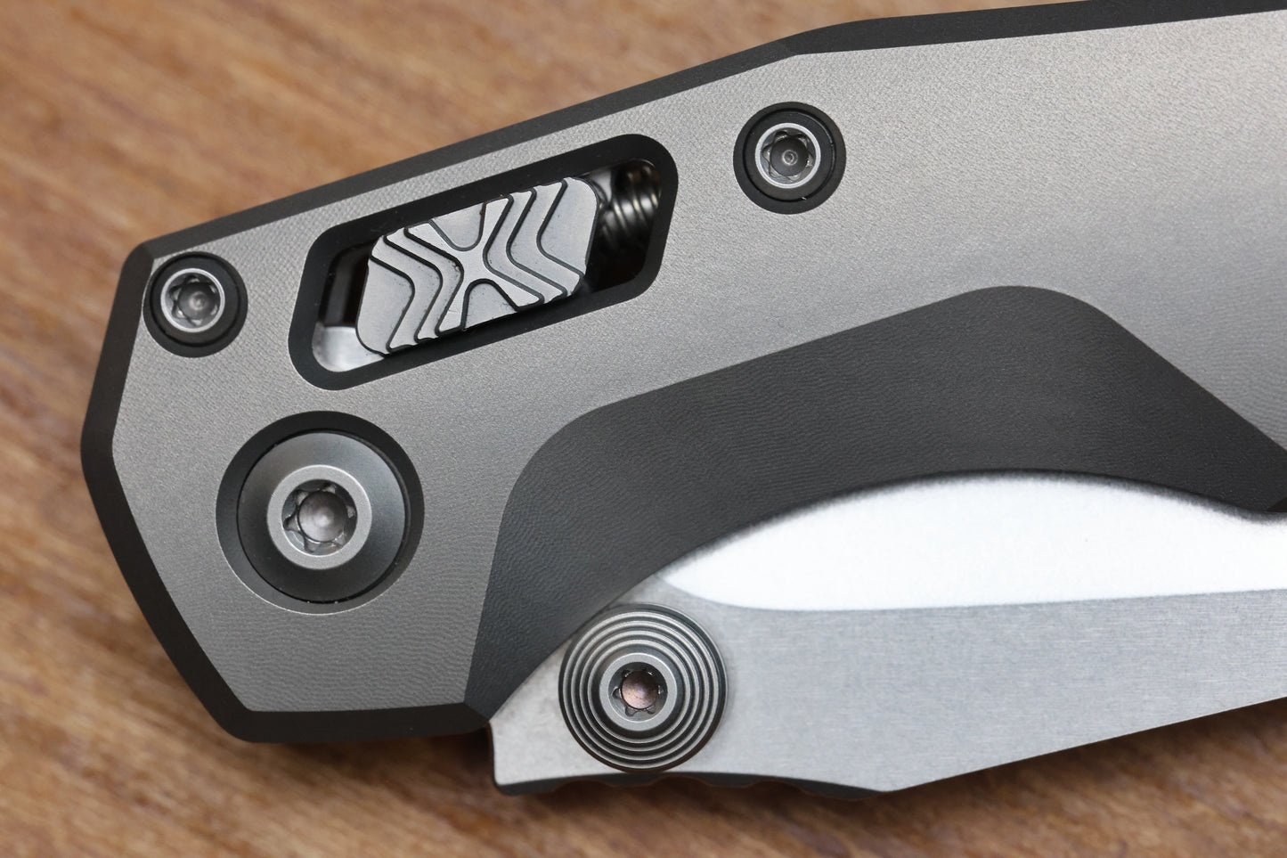 MARFIONE CUSTOM MSI RAM LOK MINI DOUBLE VAPOR BLAST TITANIUM HANDLES W/ DOUBLE VAPOR ACCENTS & STONEWASH M390MK