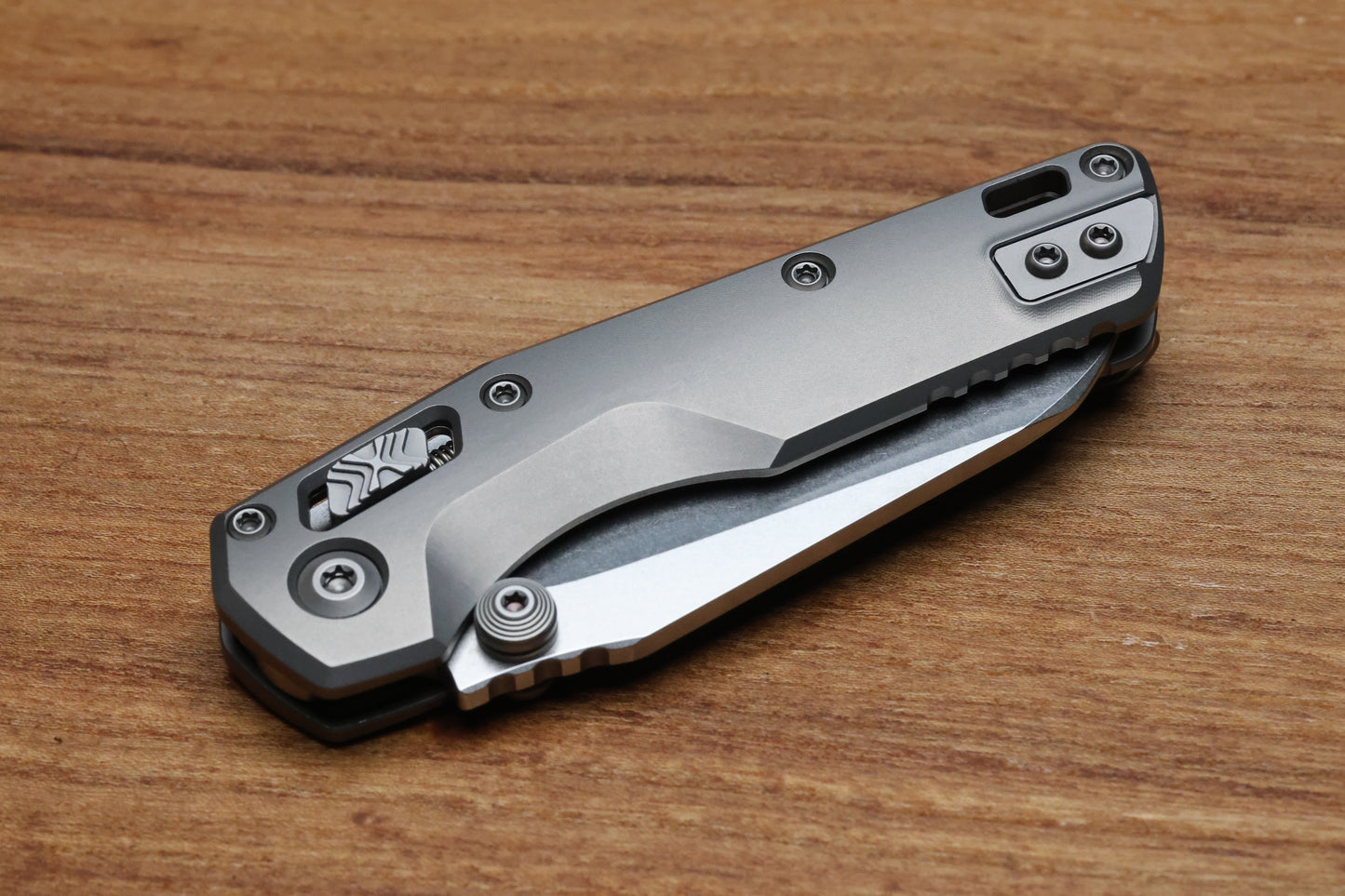MARFIONE CUSTOM MSI RAM LOK MINI DOUBLE VAPOR BLAST TITANIUM HANDLES W/ DOUBLE VAPOR ACCENTS & STONEWASH M390MK