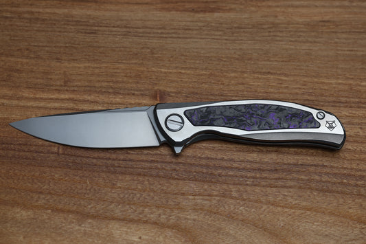 SHIROGOROV F95NL GEN. 5 - M390 BLADE - TITANIUM HANDLE - PURPLE TECHNOCARBO INLAYS - MRBS