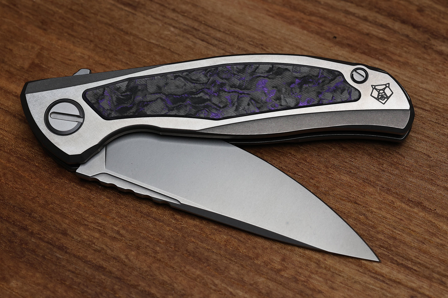 SHIROGOROV F95NL GEN. 5 - M390 BLADE - TITANIUM HANDLE - PURPLE TECHNOCARBO INLAYS - MRBS