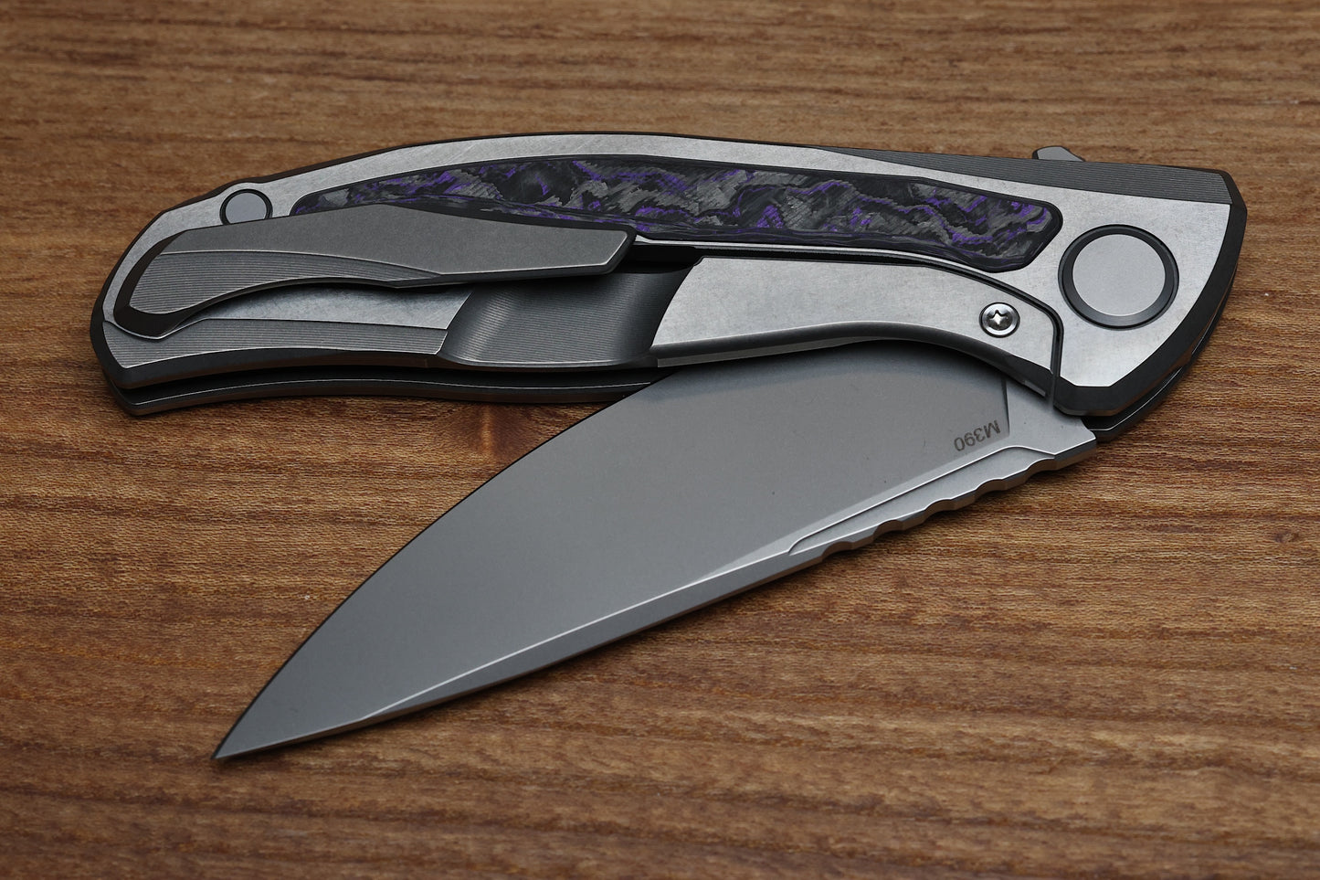 SHIROGOROV F95NL GEN. 5 - M390 BLADE - TITANIUM HANDLE - PURPLE TECHNOCARBO INLAYS - MRBS