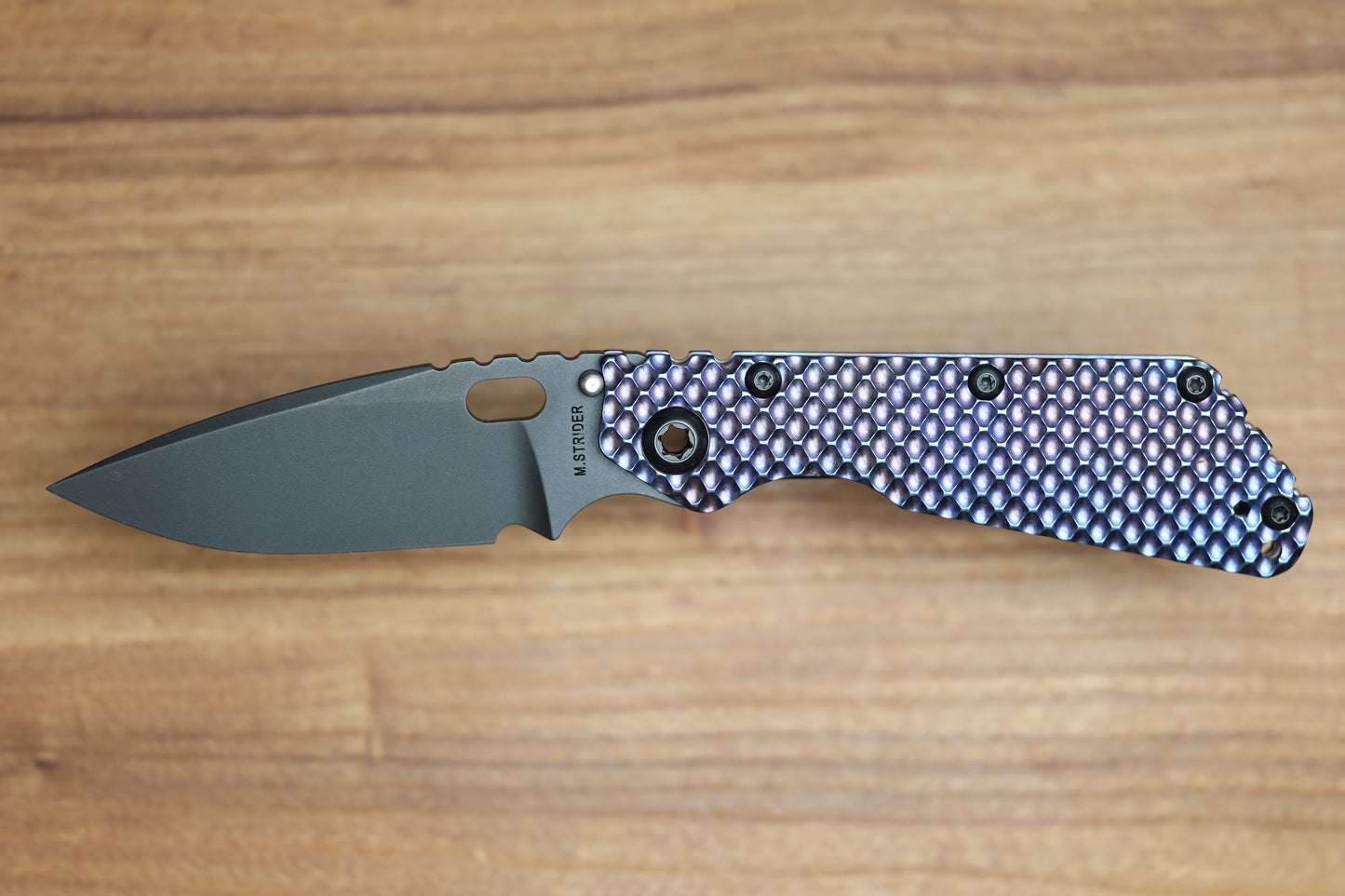 STRIDER KNIVES SMF DGG - HEAT COLORED TITANIUM HANDLE - DROP POINT 20CV BLADE