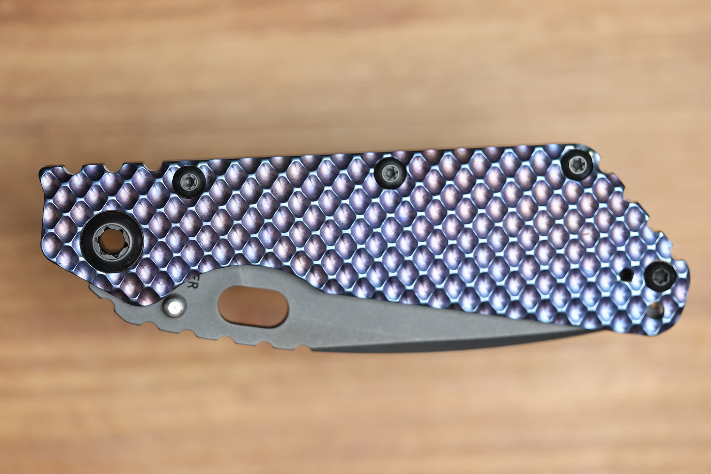STRIDER KNIVES SMF DGG - HEAT COLORED TITANIUM HANDLE - DROP POINT 20CV BLADE