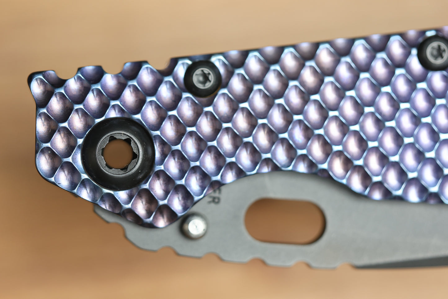 STRIDER KNIVES SMF DGG - HEAT COLORED TITANIUM HANDLE - DROP POINT 20CV BLADE