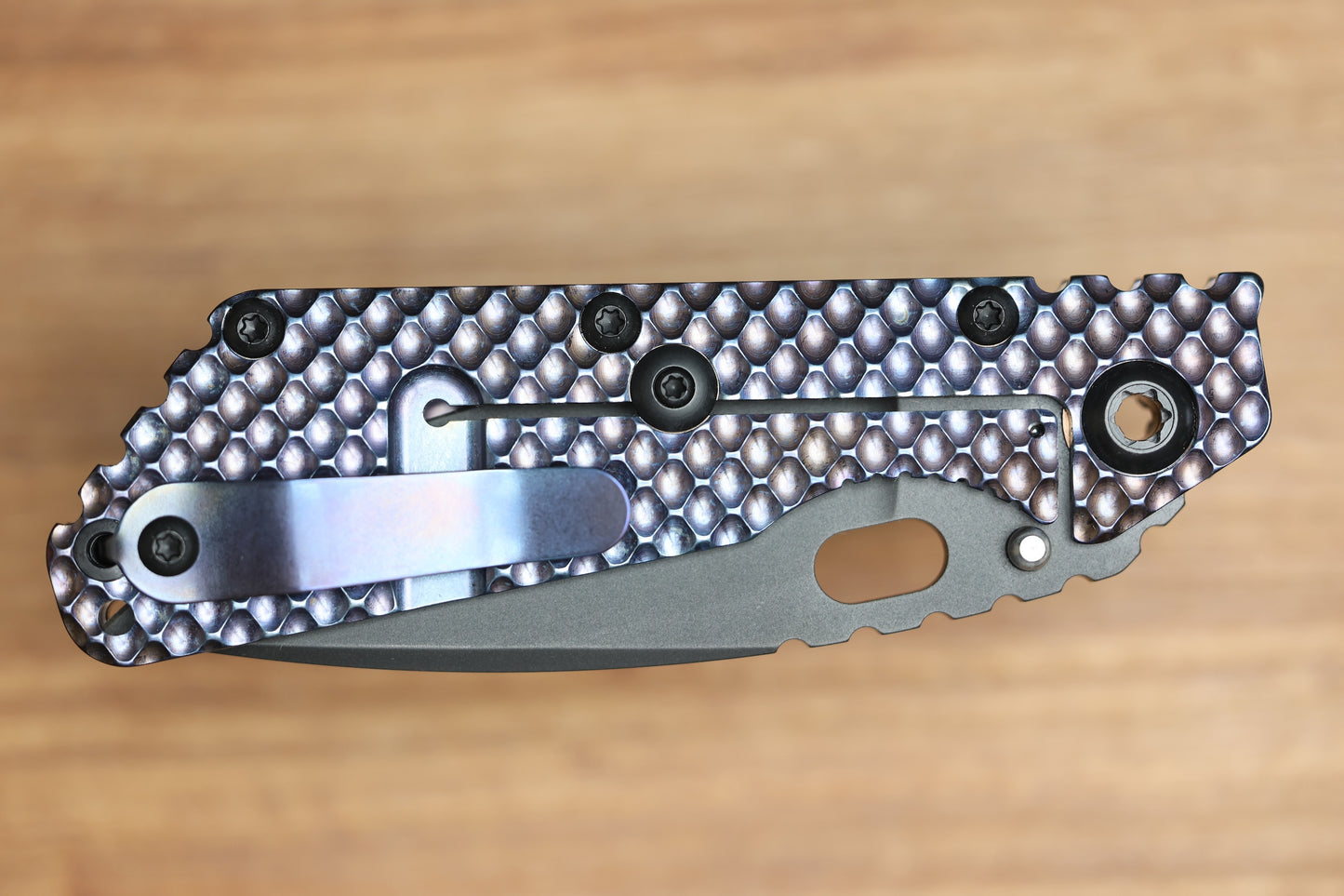 STRIDER KNIVES SMF DGG - HEAT COLORED TITANIUM HANDLE - DROP POINT 20CV BLADE